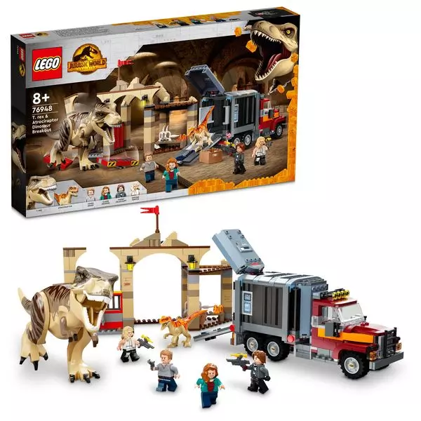 LEGO Jurassic World: Evadarea dinozaurilor T. rex și Atrociraptor - 76948