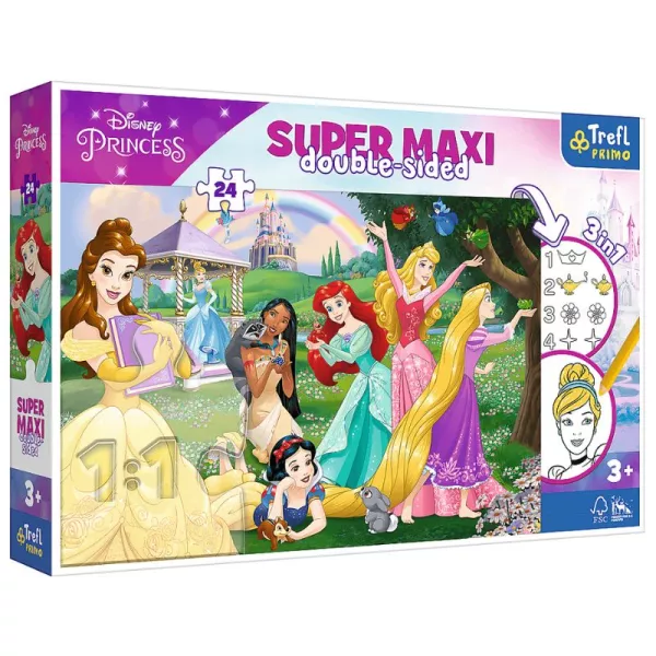 Trefl: Disney hercegnők maxi puzzle színezővel - 24 darabos