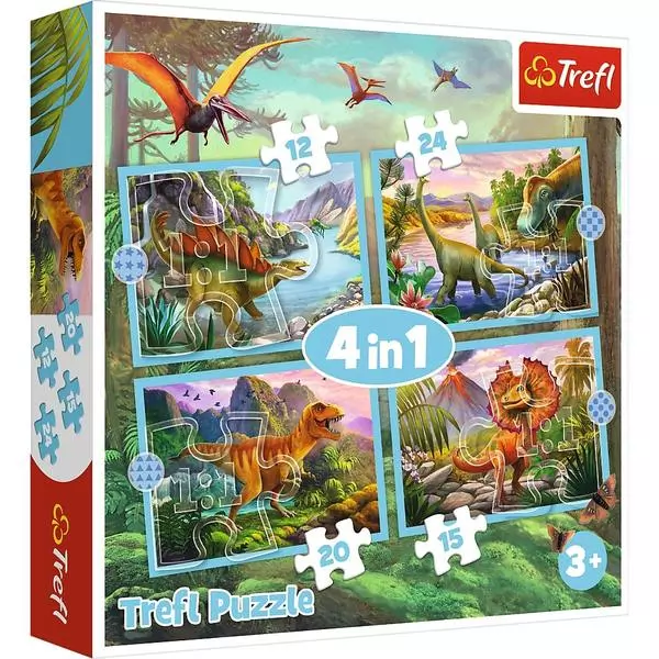 Trefl: Dinozauri - puzzle 4-în-1
