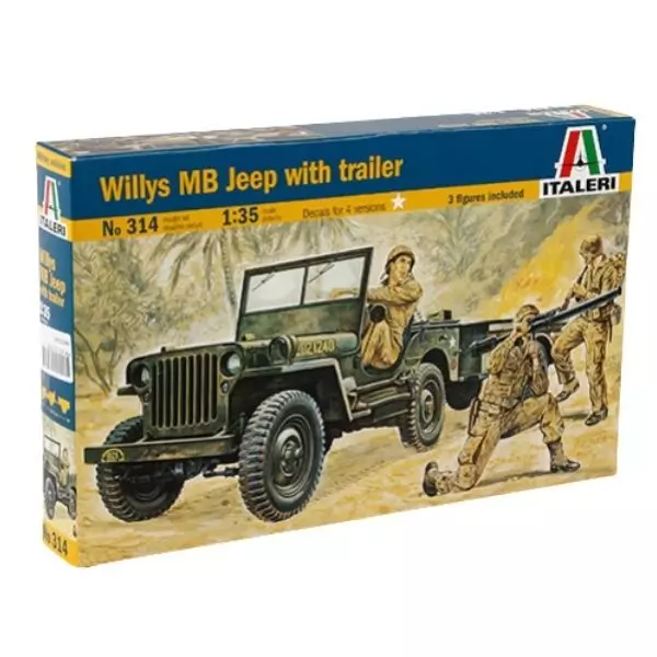 Italeri: Willys MB Jeep trélerrel makett, 1:35