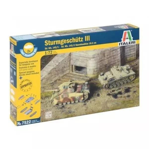Italeri: Sturmgeschutz III Sd.tank makett ragasztóval, 1:72