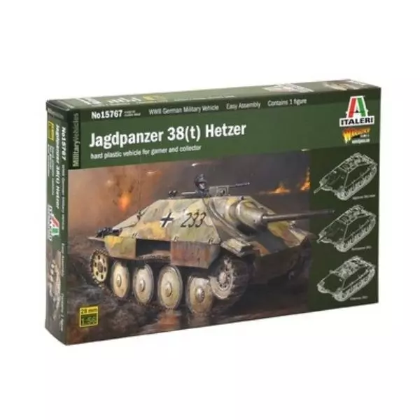 Italeri: Jagdpanzer 38(t) Hetz tank makett ragasztóval, 1:56