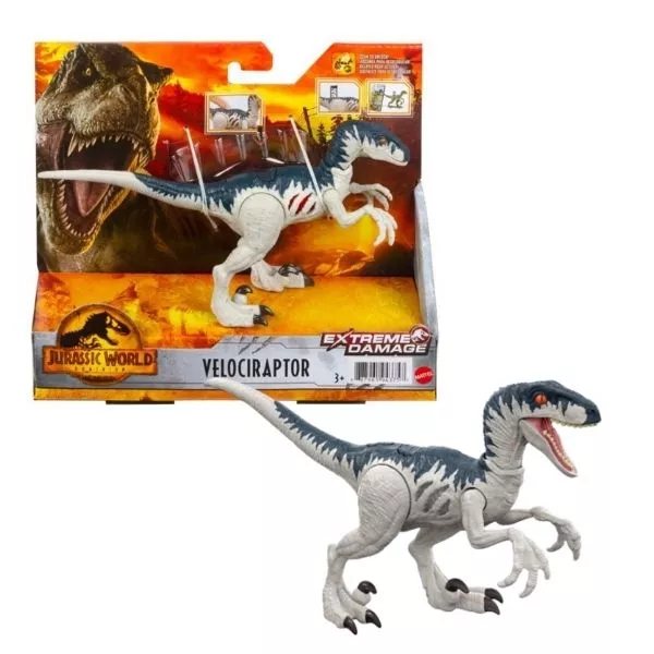 Jurassic World 3: Extreme Damage - Figurină dinozaur Velociraptor