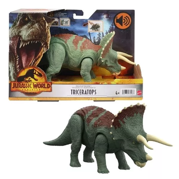 Jurassic World 3: Roar Strikers - Figurină dinozaur Triceratops