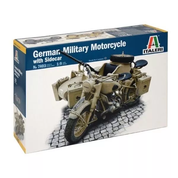 Italeri: Machetă German Military Motorcycle with Sidecar - 1:9