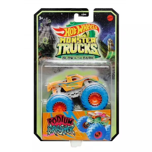 Hot Wheels Monster Trucks: Glow in the Dark - Mașinuță Podium-Crasher