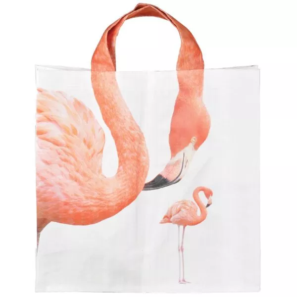 Állat mintás vászontáska, 40 x 40 cm - flamingó