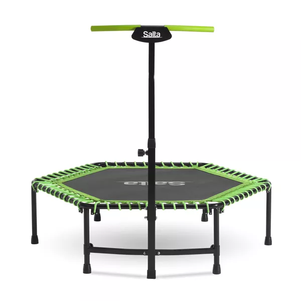 Salta: Prémium fitness trambulin kapaszkodóval, szögletes - 128 cm, zöld - CSOMAGOLÁSSÉRÜLT