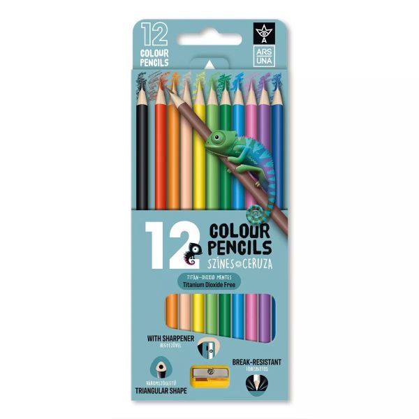 Ars Una: Set creioane colorate triunghiulare - 12 buc.și cu ascuțitoare