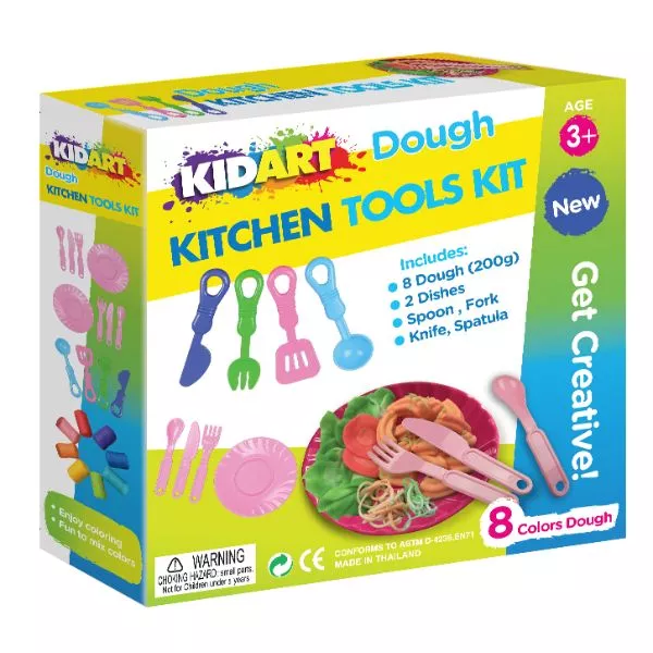 Kid Art: Set de plastilină cu ustensile de bucătărie - 8 culori
