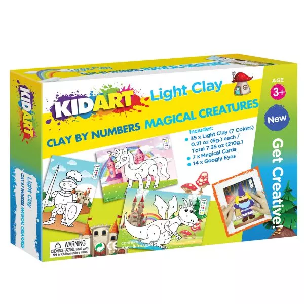 Kid Art: Modelează după numere! Set de plastilină - Creaturi magice