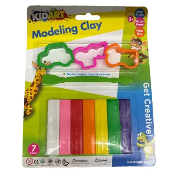 Kid Art: Set plastilină pentru modelare, cu forme - 7 culori