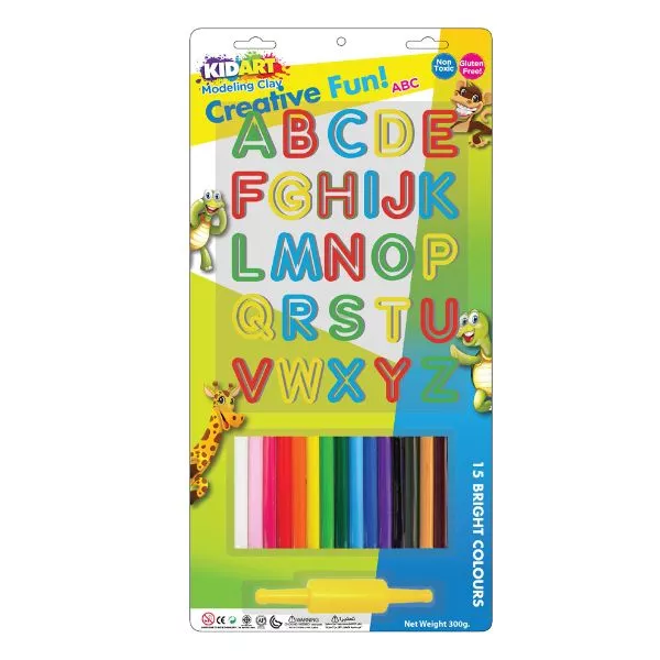 Kid Art: Set plastilină cu forme pentru litere - 15 culori