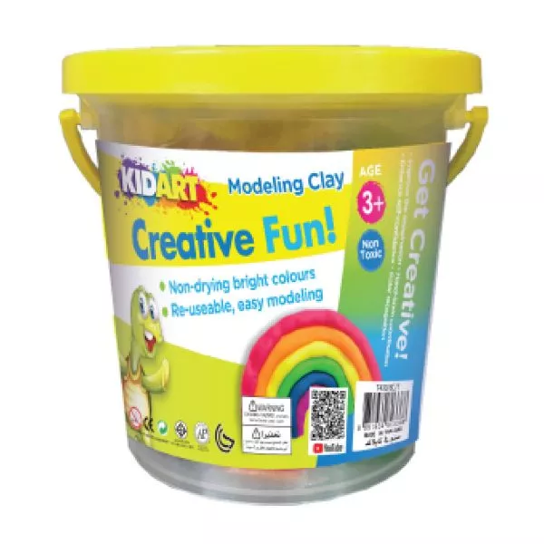 Kid Art: Set plastilină pentru modelare într-o găleată - 8 culori
