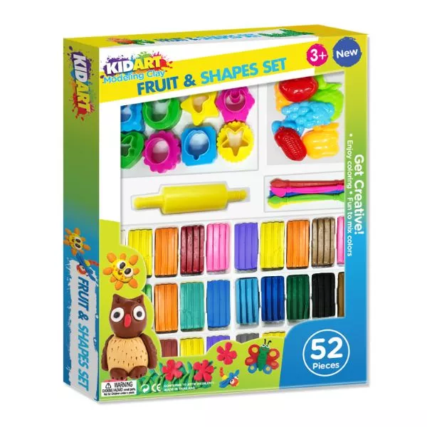 Kid Art: Set plastilină cu matrițe și forme pentru fructe - 52 piese