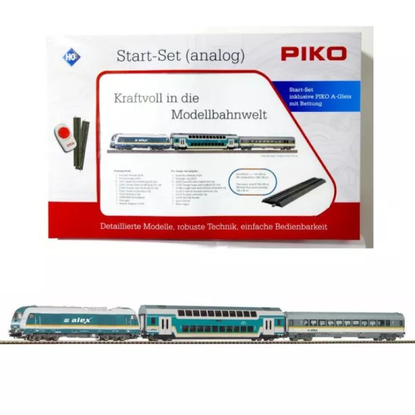 Piko: 57139 Set starter - Locomotivă diesel ER20 Herkules cu vagoane de pasageri și șine, ALEX