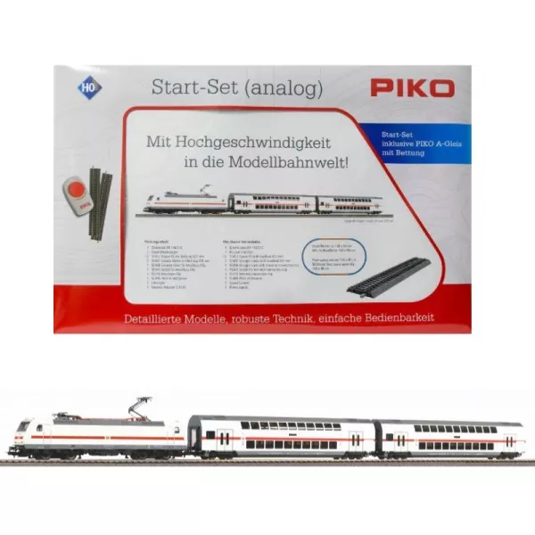 Piko: Set starter - Locomotivă electrică BR 146 TRAXX cu vagon de pasageri cu două nivele și șine