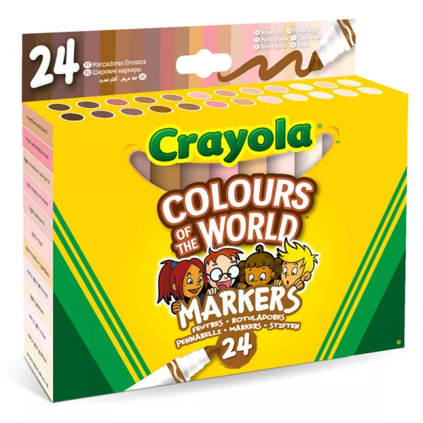Crayola: Sokszínű világ, bőrszín árnyalatú filctollak, 24 db-os