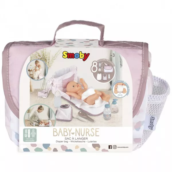 Baby Nurse: Pelenkázó táska kiegészítőkkel, 8 részes - pasztell