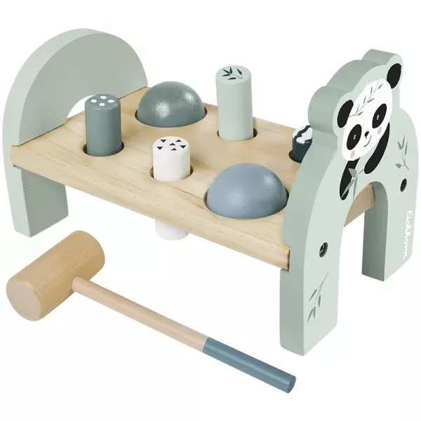 Eichhorn: Banc de lucru cu ciocănel, cu model panda - jucărie din lemn
