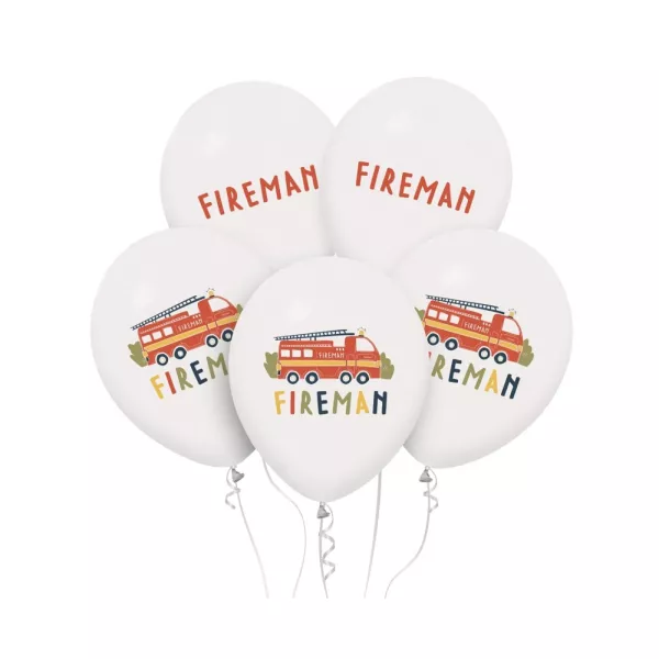 Set de 5 baloane cu model mașină de pompieri