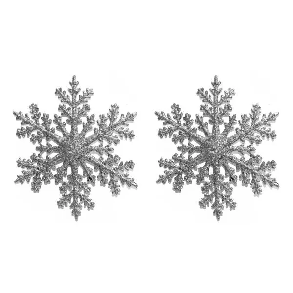 Hópihe karácsonyi dísz, ezüst színű - 2 db, 14 cm