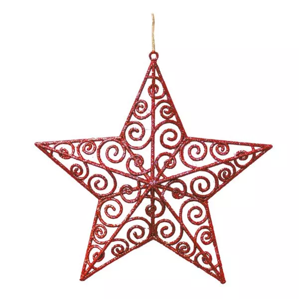 Csillag karácsonyfadísz, piros - 30 cm