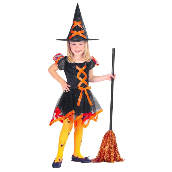 Costum de vrăjitoare culoare neon - 116 cm, portocaliu
