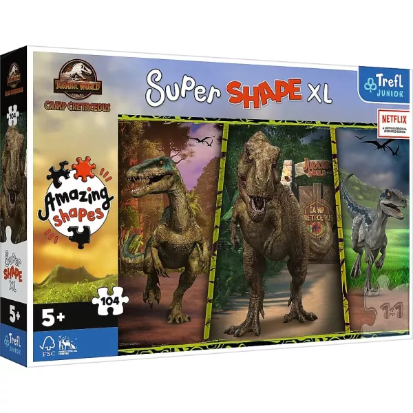 Trefl: Jurassic World, Dinozauri colorați - puzzle XL cu 104 de piese