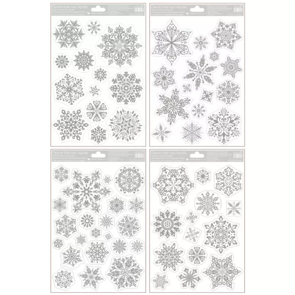 Ezüst hópelyhek ablakmatrica, 20 x 30 - többféle