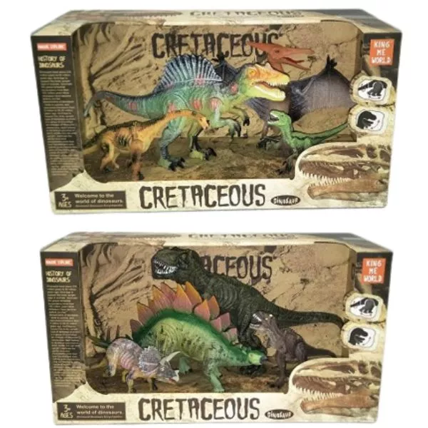 Set de joacă cu dinozauri din Cretacic, 4 dinozauri, dimensiune medie - diferite