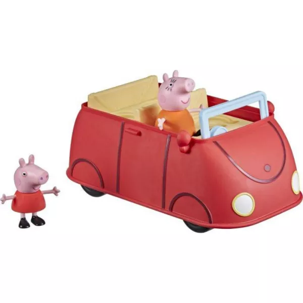 Peppa Pig: Mașină roșie de familie cu figurine