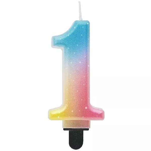 Schönheit und Charme: Regenbogen-Pastell Geburtstagskerze - 1