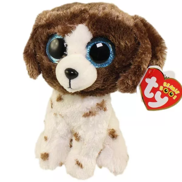 TY Beanie Boos: Muddles, figurină câine de pluș cu ochi strălucitori - 15 cm