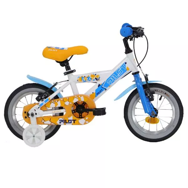 Pilot: Lazoni Bicicletă pentru copii, mărime 16 - alb-albastru-portocaliu