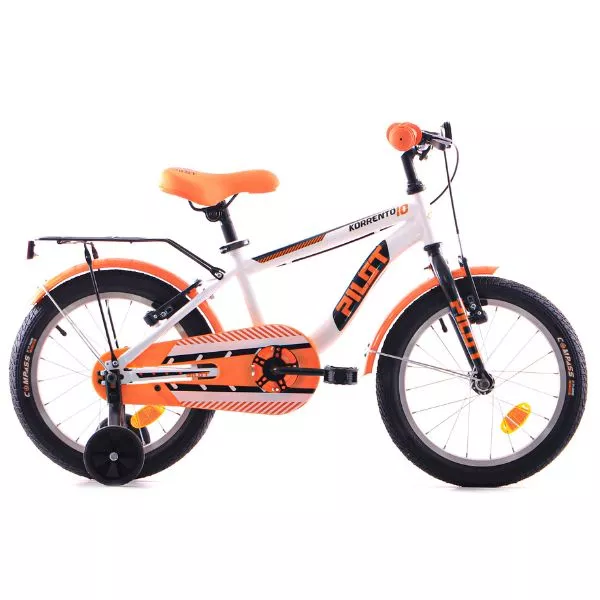 Pilot: Bicicletă pentru copii Korrento, mărimea 16 - alb-portocaliu