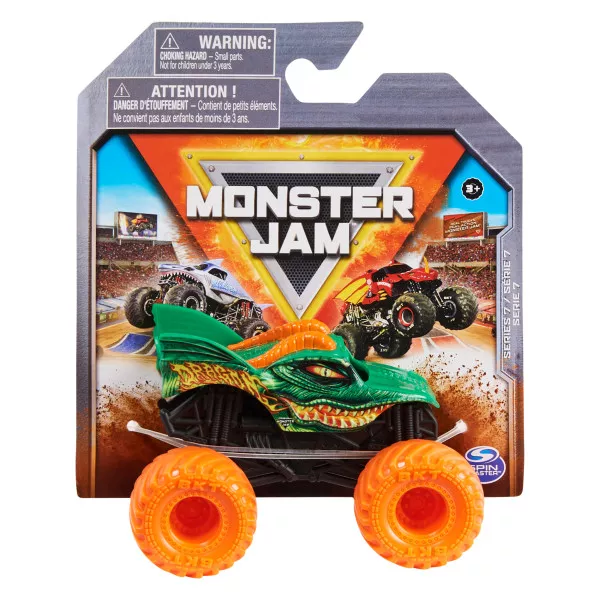 Monster Jam: Dragon kisautó narancssárga kerékkel, 1:70, 7. széria