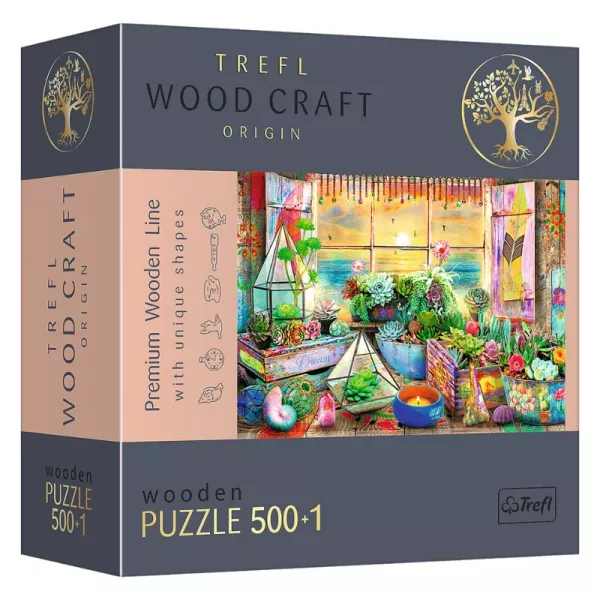 Trefl Puzzle Wood Craft: Tengerparti nyaraló - 500 + 1 darabos puzzle fából