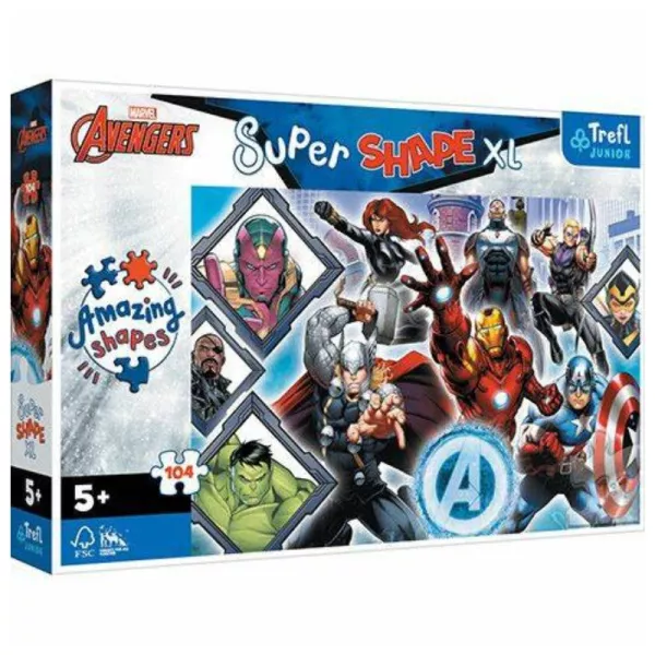 Trefl Junior: Super Shape XL Avengers - puzzle cu 160 de piese