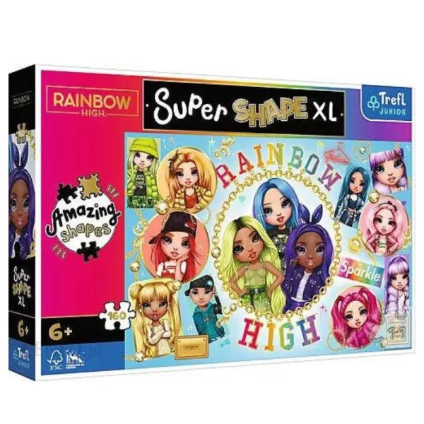 Trefl Junior: Super Shape XL Rainbow High - 160 darabos puzzle