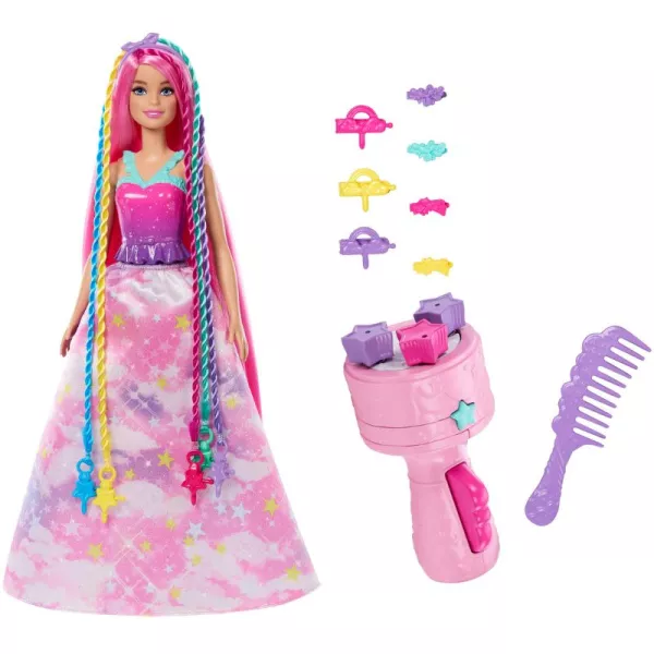 Barbie Dreamtopia: Păpușă Barbie Păr de vis cu dispozitiv pentru împletire