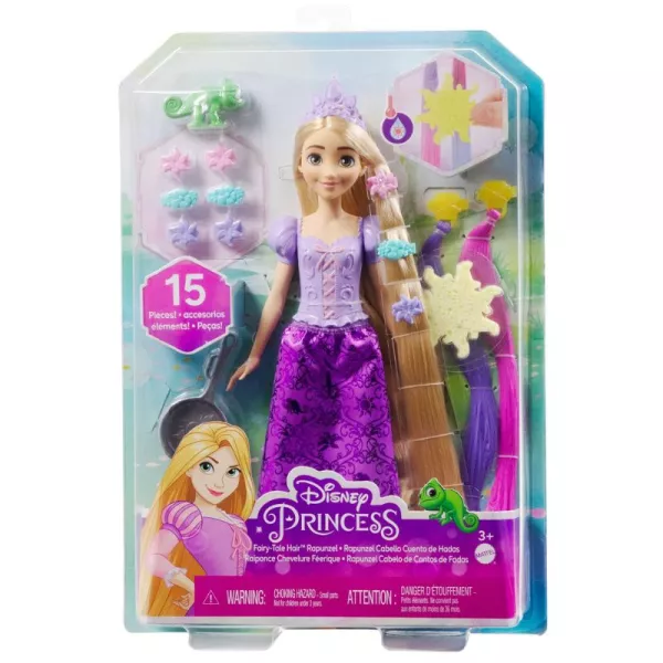 Prințesele Disney: Păpușă Rapunzel cu păr magic