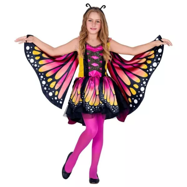 Costum roz de fluture, cu aripi - 158 cm