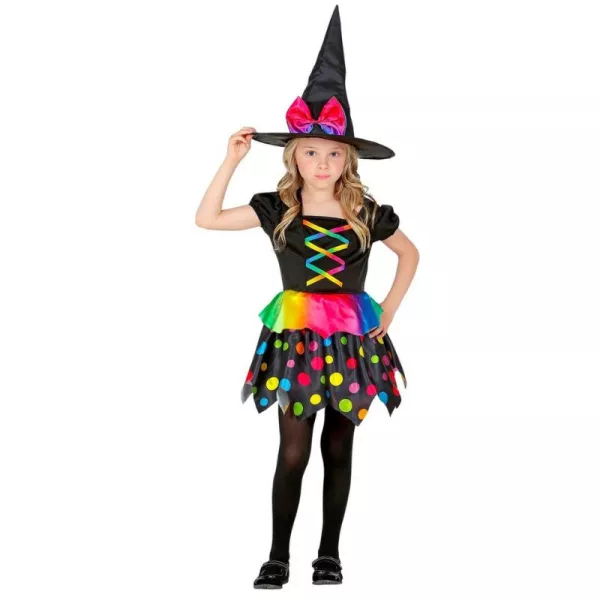 Costume de sorcière coloré - 140 cm pour enfants de 8 à 10 ans.