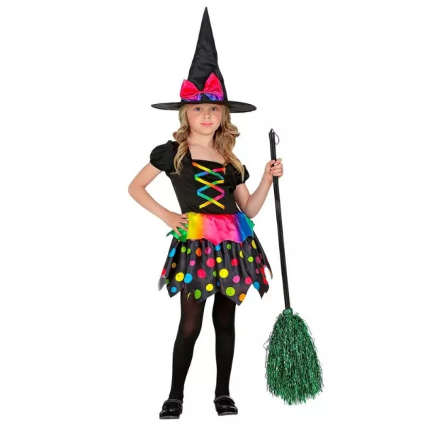 Eastuy Disfraz De Bruja Para Niña | Set Completo Con Escoba, Falda Y Sombrero | Halloween Y Fiestas Escolares Para Peques De 2 A 8 Años