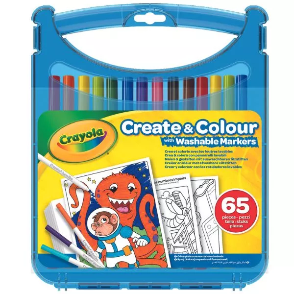 Crayola: SuperTips kimosható filctoll és papír készlet - 65 db-os