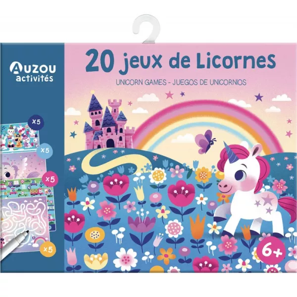 Auzou:Cartonașe lavabile puzzle - unicorn