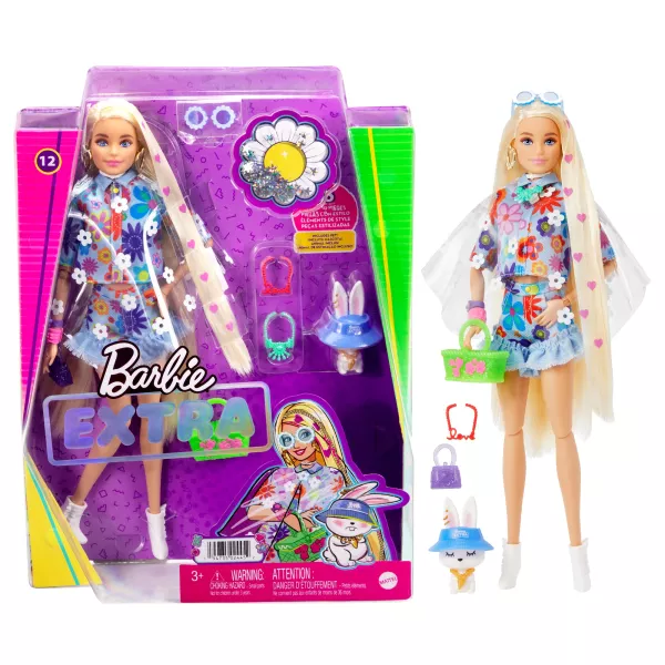Barbie Fashionistas: Păpușă extravagantă cu păr blond și iepure