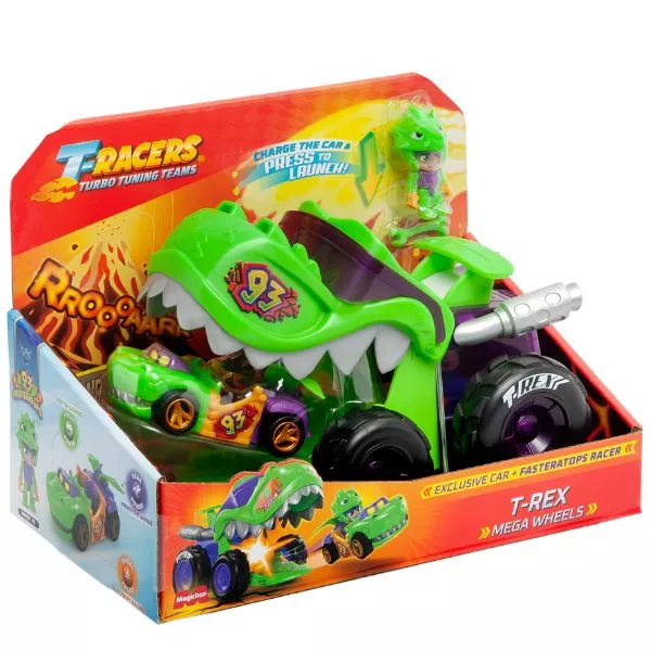 T-Racers: Vehicul uriaș în formă de dragon cu figurină- diferite