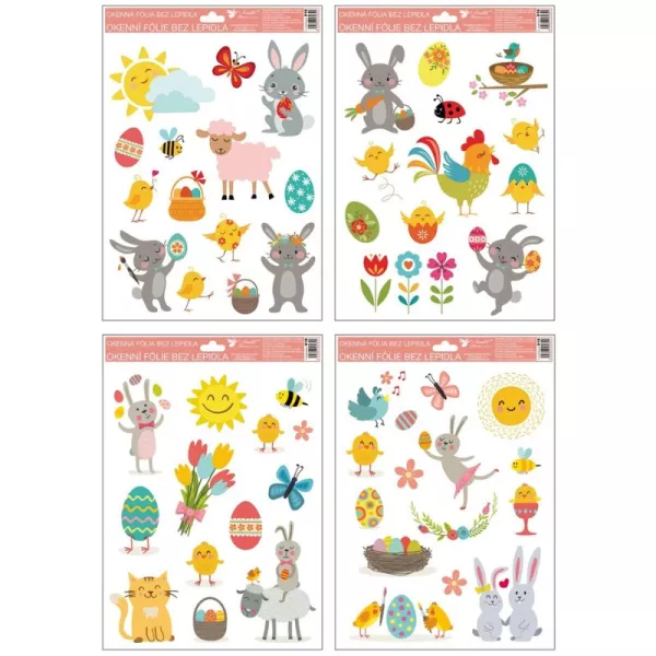 Adesivo de janela com padrão de coelho de Páscoa alegre - 30 x 20 cm, diversos tipos